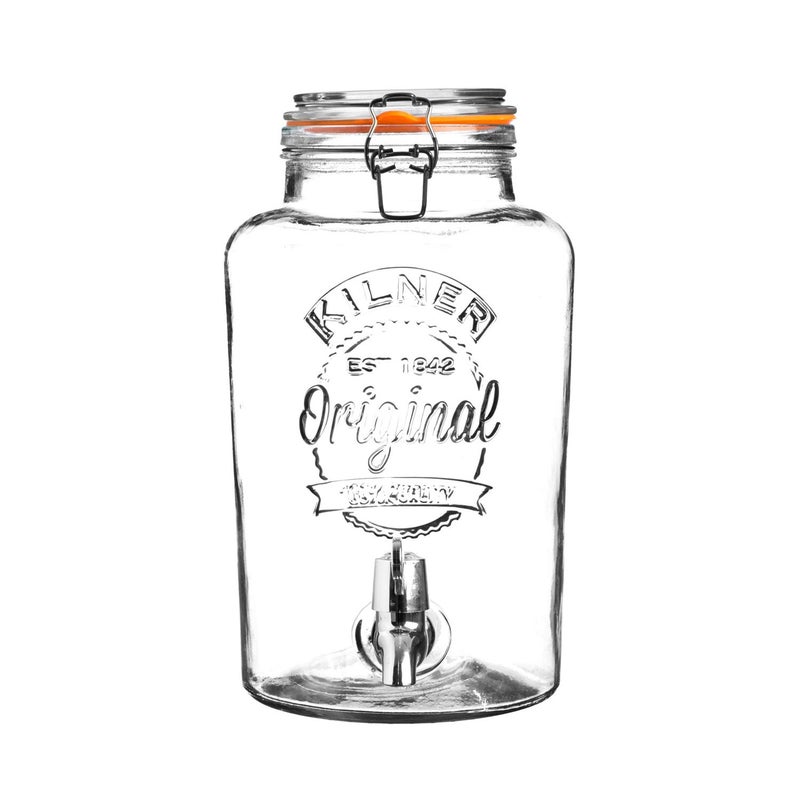 Kilner Clip Top Round Glass Drinks Dispenser in Gift Box Transparent