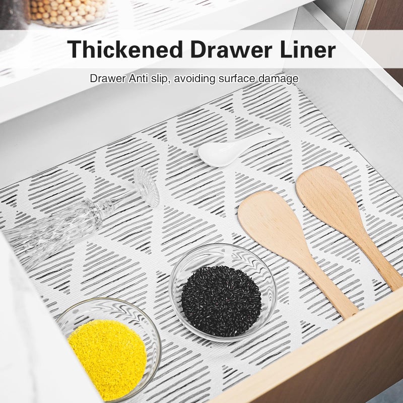 GTJ Drawer and Shelf Liner for Kitchen Cabinet,17.5IN x 10FT Non-Adhesive Cabinet Liner,Waterproof Shelf Paper Non-Slip Mats Cupboard Liner Contact Protect Dresser/Shelves/Table-Square Stripes - Image 3
