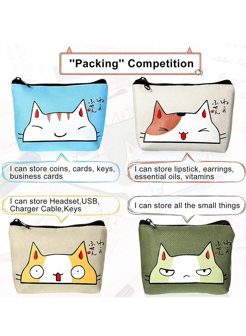 SOLARAE Coin Purse, Children Cute Oxford Coin Purse Women Wallet Pouch with Zipper Portable Coin Pouch Purse for Women Girl Credit Card ID Card Keys Headset Lipstick 4 Pieces - Image 4