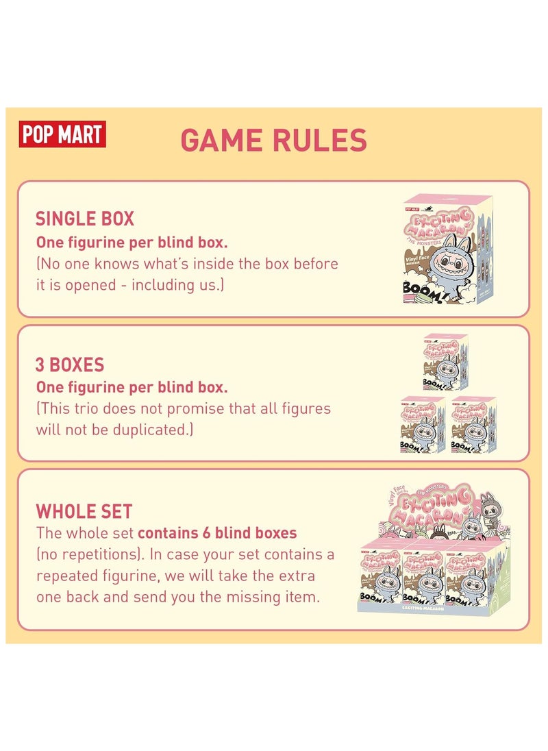 POP MART The Monsters - Exciting Macarons Vinyl Face Blind Box, Random Design Action Figures Collectible Toys Home Decorations, Single Box