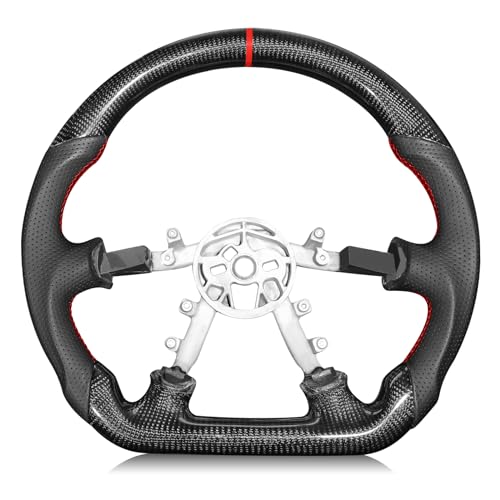 TESFEEL Carbon Fiber Steering Wheel for Chevy Corvette C5 1997-2004 D-shaped Flat-bottom Steering Wheel Preforated Leather Grip Hand-Stitched Compatible with C5 Z06 - Image 1