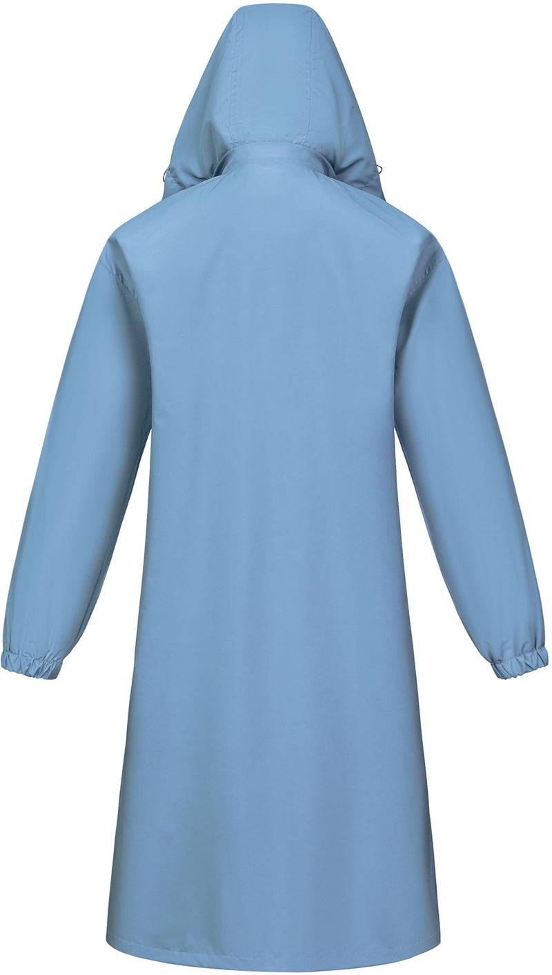 CREATMO US Womens Rain Coats Waterproof With Hood Jacket Women Women's Coat Long Packable Lightweight Cycling Raincoat Windbreaker Acid Blue XL - Image 2