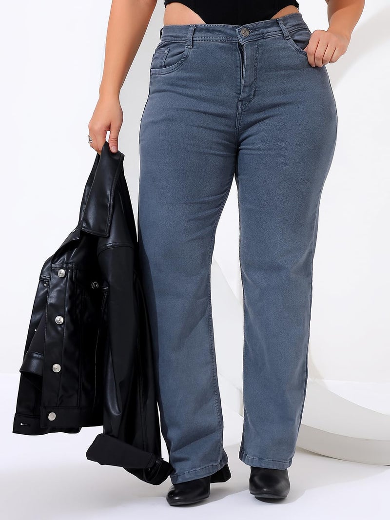 Nifty Women's Denim Stretchable Straight Fit Plus Size Jeans (1457_Plus_Gry_38_Grey_38) - Image 4
