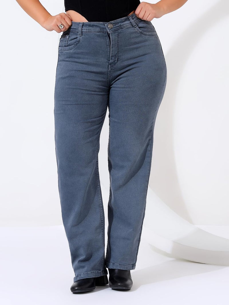 Nifty Women's Denim Stretchable Straight Fit Plus Size Jeans (1457_Plus_Gry_38_Grey_38) - Image 2