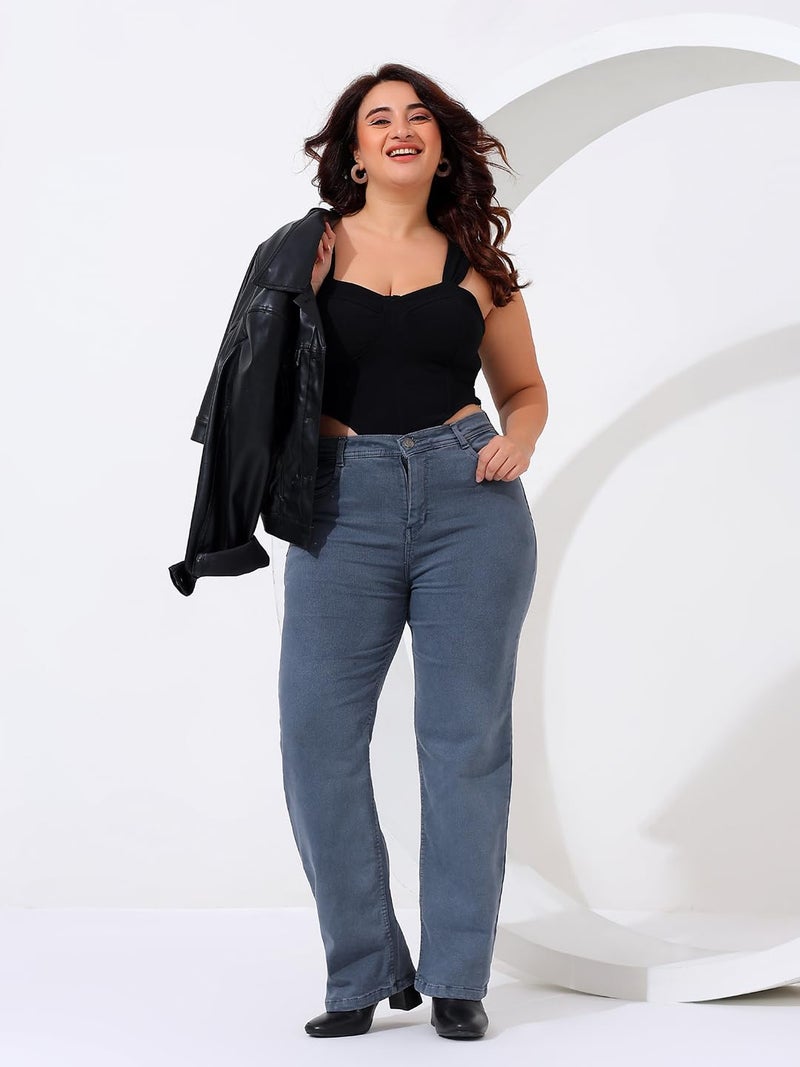 Nifty Women's Denim Stretchable Straight Fit Plus Size Jeans (1457_Plus_Gry_38_Grey_38) - Image 5