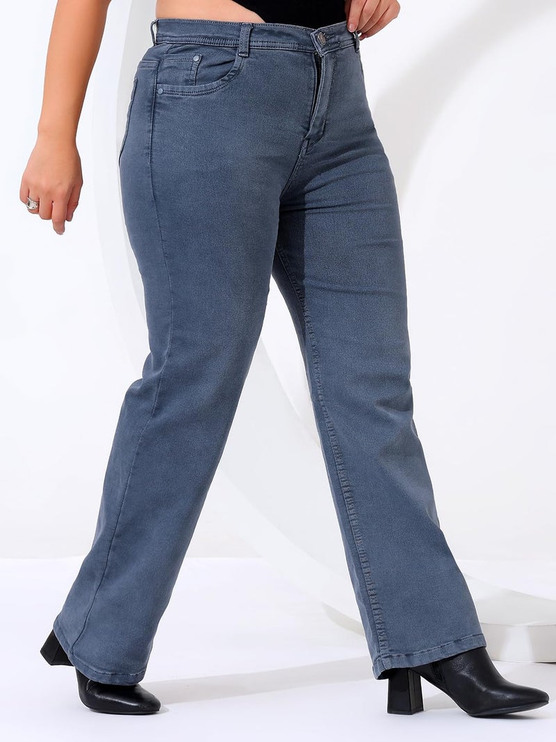 Nifty Women's Denim Stretchable Straight Fit Plus Size Jeans (1457_Plus_Gry_38_Grey_38) - Image 3