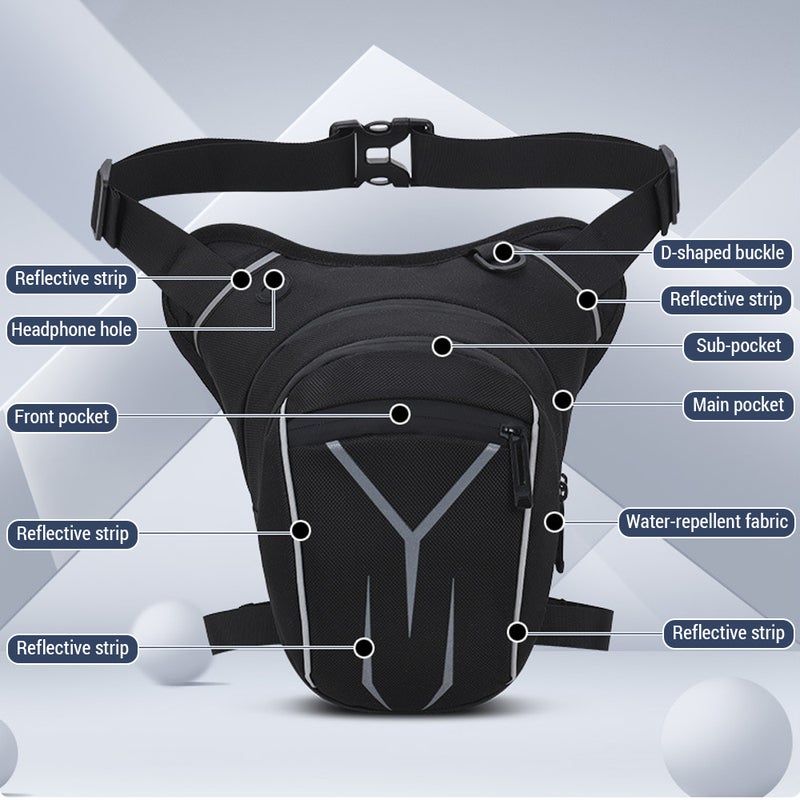 Motorcycle Drop Waist Leg Bag Rainproof Reflective Men Motorcycle Fanny Packs - Image 5
