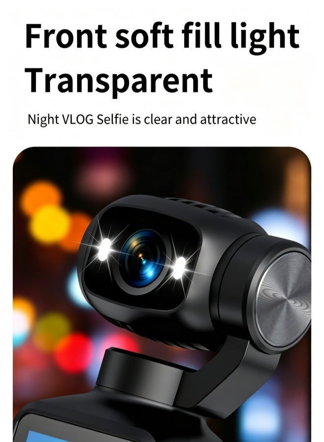 KORAX Portable Handheld Vlog Gimbal Camera, Outdoor Action Camera for Daily Recording, Cycling, Hiking and Camping, Rotatable Lens, Built-in Fill Light, 1800mAh Large Capacity Battery, Support External Bracket, Black - Image 4