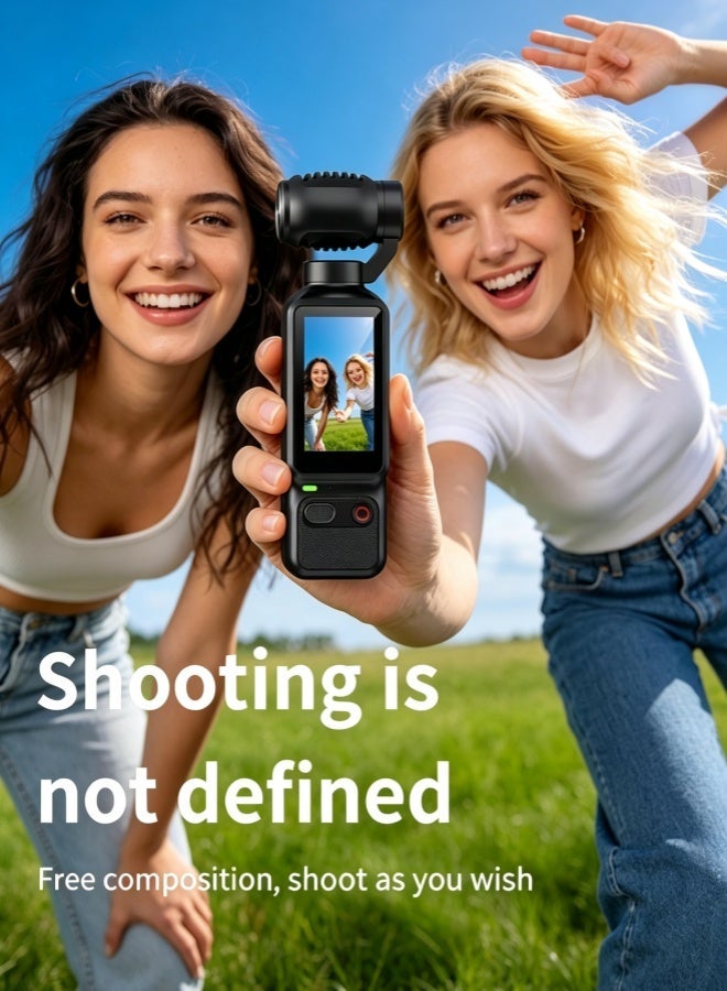 KORAX Portable Handheld Vlog Gimbal Camera, Outdoor Action Camera for Daily Recording, Cycling, Hiking and Camping, Rotatable Lens, Built-in Fill Light, 1800mAh Large Capacity Battery, Support External Bracket, Black - Image 2