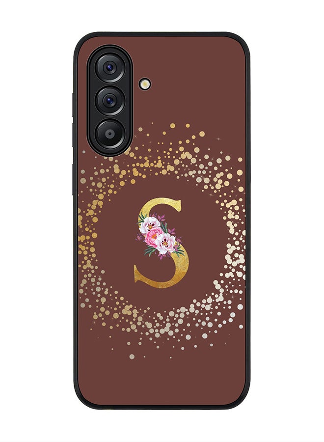 Stylizedd For Samsung Galaxy A36 5G Case,Slim fit Camera Protection, Shockproof Thin Phone cover  - Custom Monogram Floral - S  (Brown ) - Image 1