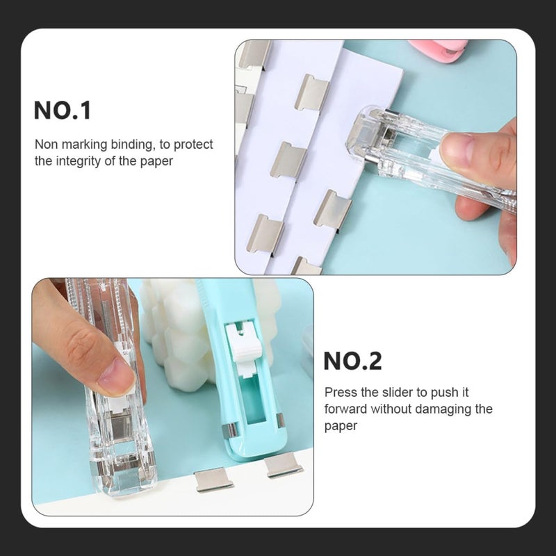 Portable White Desktop Stapler With Paper Clips For Document Organization And Office School Use - Image 5