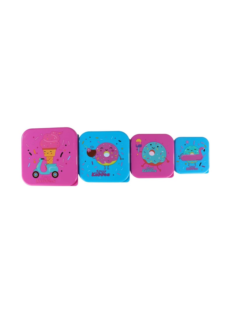 SMILY KIDDOS Smily Kiddos 4 in 1 Container-Dessert Theme Microwave Safe Food Storage Lunch Box Freezer & Dishwasher Safe Removable Compartment Food Containers  - Image 2