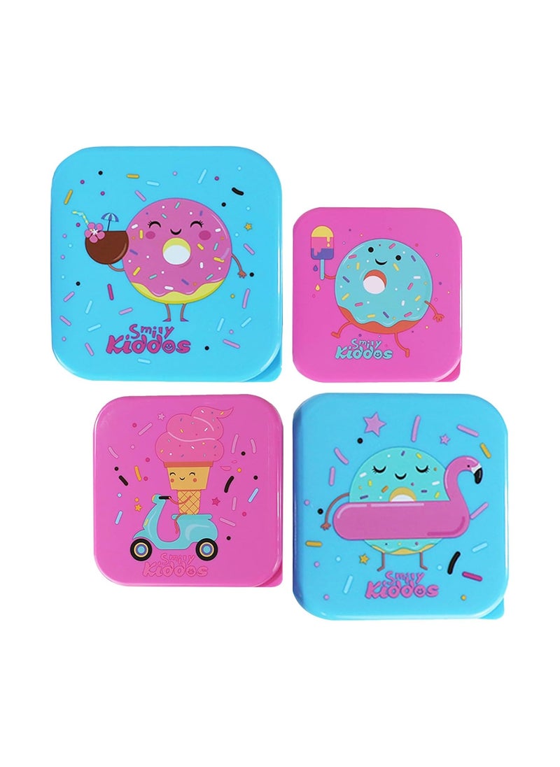 SMILY KIDDOS Smily Kiddos 4 in 1 Container-Dessert Theme Microwave Safe Food Storage Lunch Box Freezer & Dishwasher Safe Removable Compartment Food Containers  - Image 1