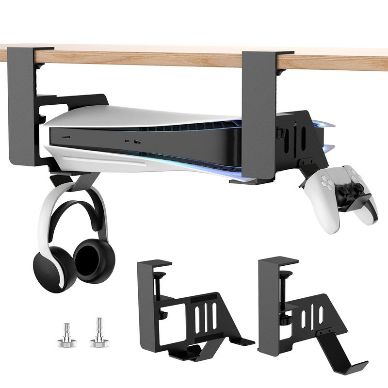 Semaiki Under Desk Mount for PS5/PS5 Slim/PS5 Pro,Horizontal Stand Compatible with PS5 Disc & Digital Edition Console - Image 1