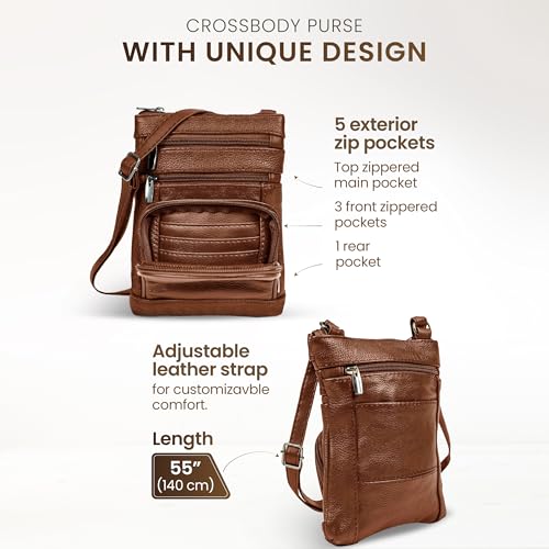 Krediz leather Crossbody Purses for Women, Multi Pocket Crossbody Purse with Adjustable Strap, Soft & Durable Leather Purse - Image 4