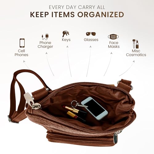 Krediz leather Crossbody Purses for Women, Multi Pocket Crossbody Purse with Adjustable Strap, Soft & Durable Leather Purse - Image 5
