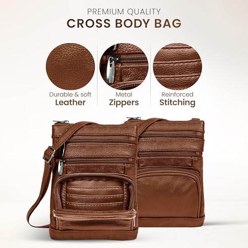 Krediz leather Crossbody Purses for Women, Multi Pocket Crossbody Purse with Adjustable Strap, Soft & Durable Leather Purse - Image 2