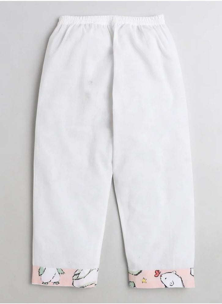 Polka Tots Polka Tots Full Sleeves Night Wear Bear Kurta Pyjama - White  - Image 4