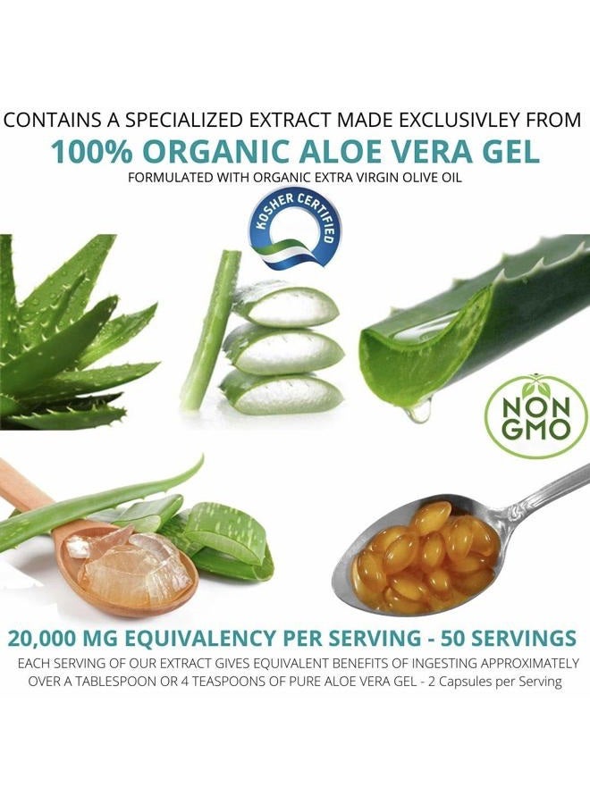 NutriWorth Aloe Vera Supplement (100 Softgels) 20,000mg Pure Gel Equivalency – Made with Organic Aloe Vera - Image 4