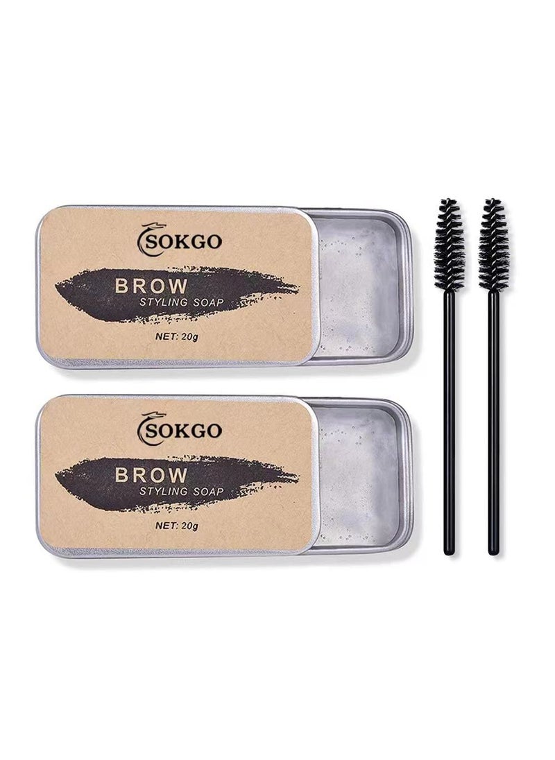 Sokgo Eyebrow Soap 3D Brows Styling Soap Transparent Long Lasting Natural Eyebrow Wax Eyebrow Gel 2PCS 