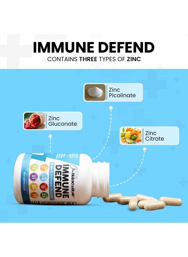 Clean Nutraceuticals Immune Defense Support Supplement 8 in 1 w/Zinc 50mg Quercetin, VIT C 1000mg, Vitamin D3 5000 IU, Elderberry, Turmeric Curcumin, Ginger, Echinacea - Immunity System Booster Adults Vegan - 60Ct (USA) - Image 5