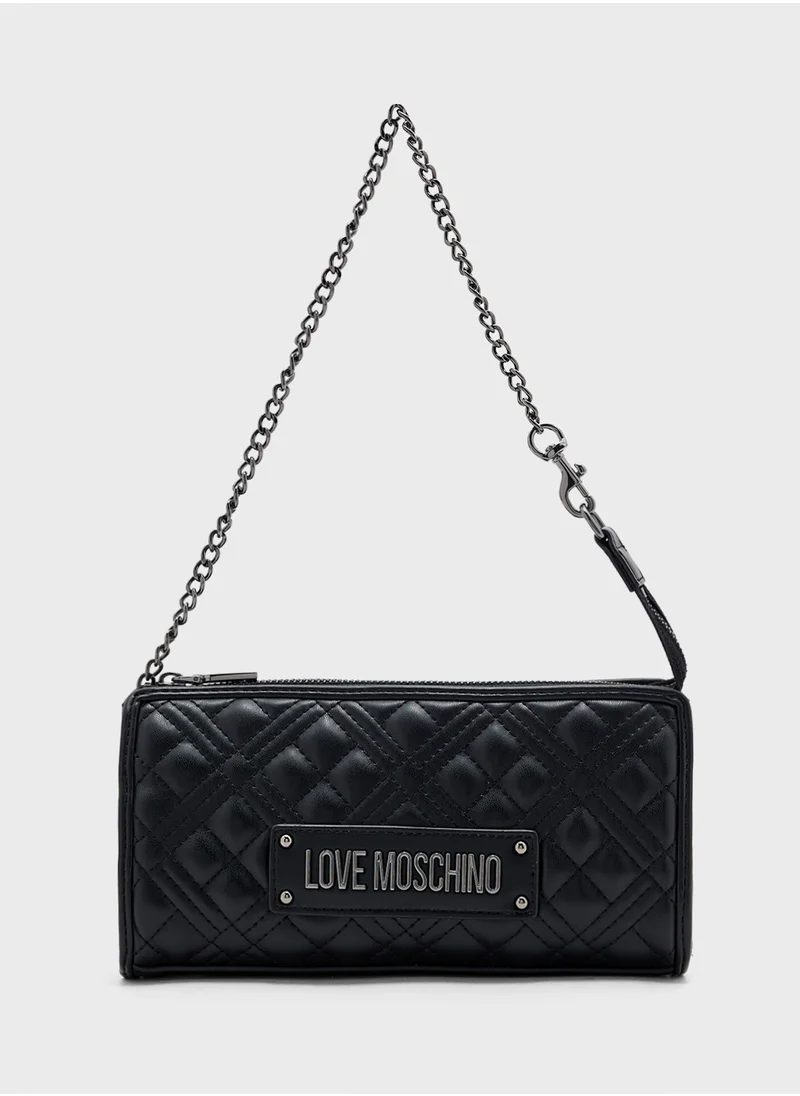 Love Moschino Quilted Chain Detailed Flap Over Crossbody