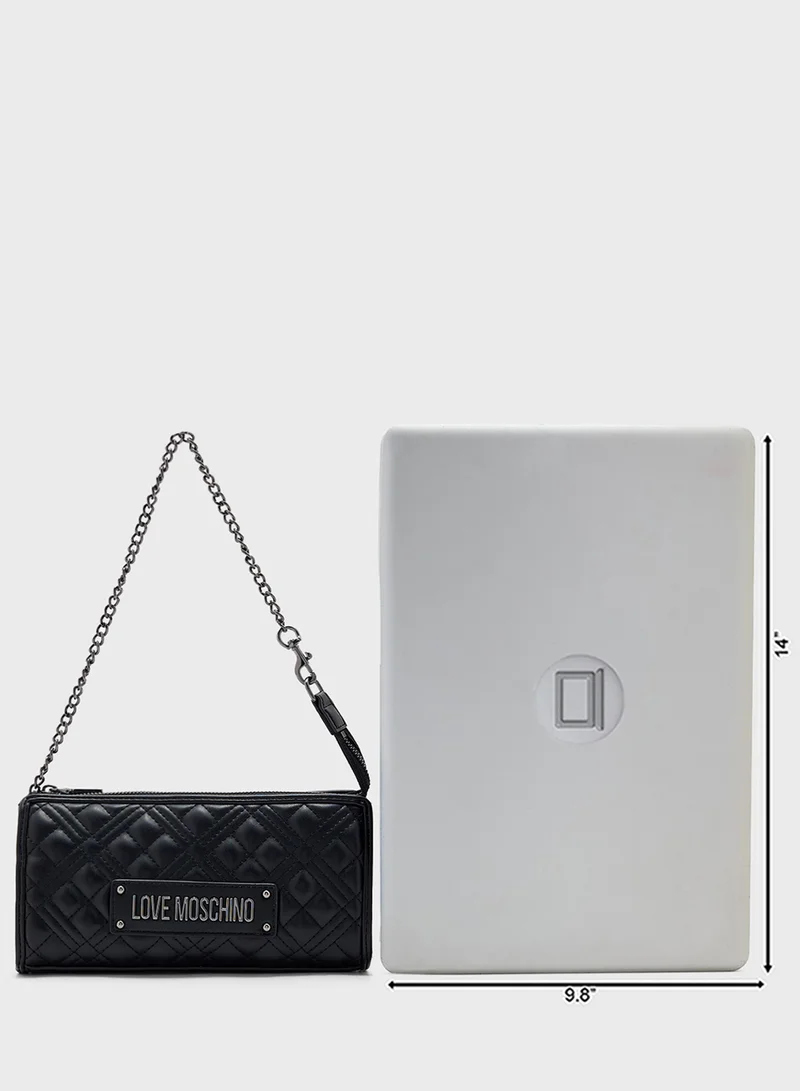 Love Moschino Quilted Chain Detailed Flap Over Crossbody