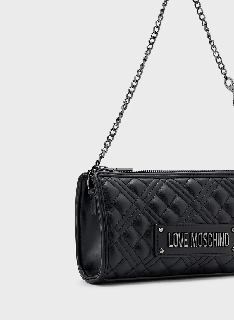 Love Moschino Quilted Chain Detailed Flap Over Crossbody