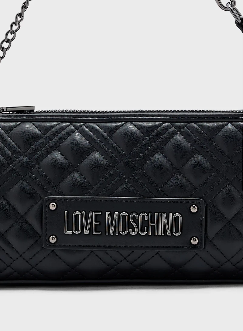 Love Moschino Quilted Chain Detailed Flap Over Crossbody