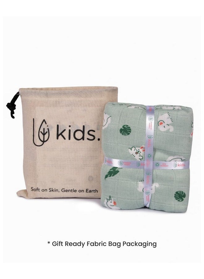 Mush - 100% Bamboo Swaddle : Ultra Soft, Breathable, Thermoregulating, Absorbent, Light Weight And Multipurpose Bamboo Wrapper/Baby Bath Towel/Blanket (1, Rabbit Green) - Image 1