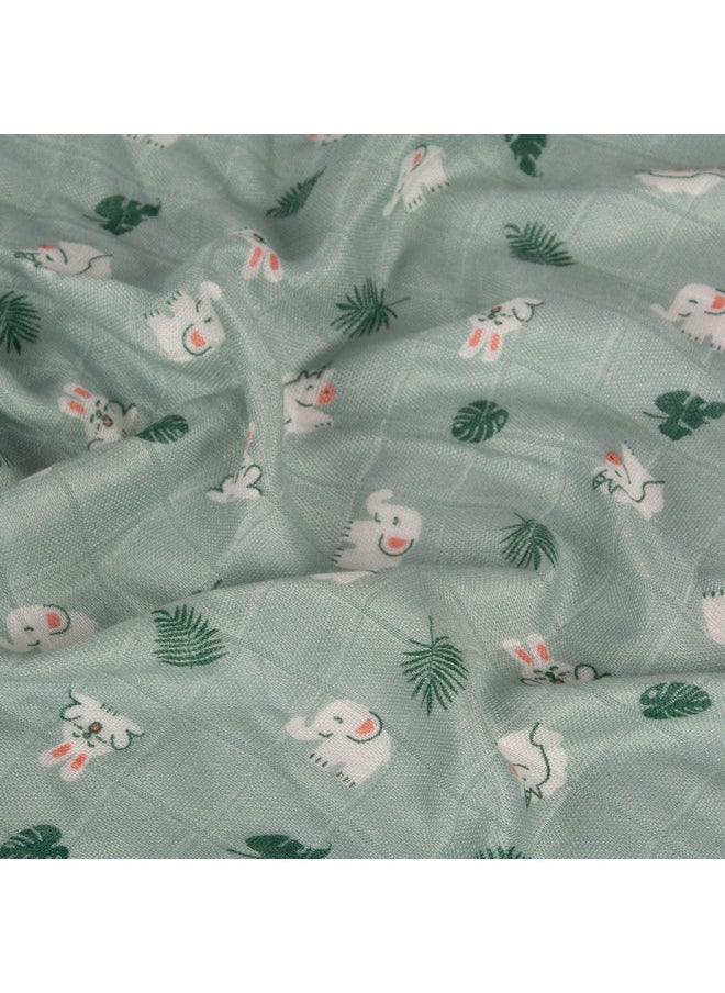 Mush - 100% Bamboo Swaddle : Ultra Soft, Breathable, Thermoregulating, Absorbent, Light Weight And Multipurpose Bamboo Wrapper/Baby Bath Towel/Blanket (1, Rabbit Green) - Image 1