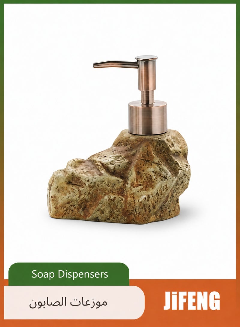 JiFENG Soap Dispenser Ceramic Stone 500ml Shampoo/Lotion/Body Wash Liquid Container with Pump Bathroom Countertop Organizer (Stone Lotion Bottle A) - Image 1