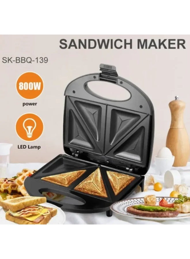 سوكاني صانعة الساندويتشات سوكاني SK-BBQ-139 ثنائية الوجه - غير لاصقة، سهلة الاستخدام، بتصميم صغير الحجم - Image 3