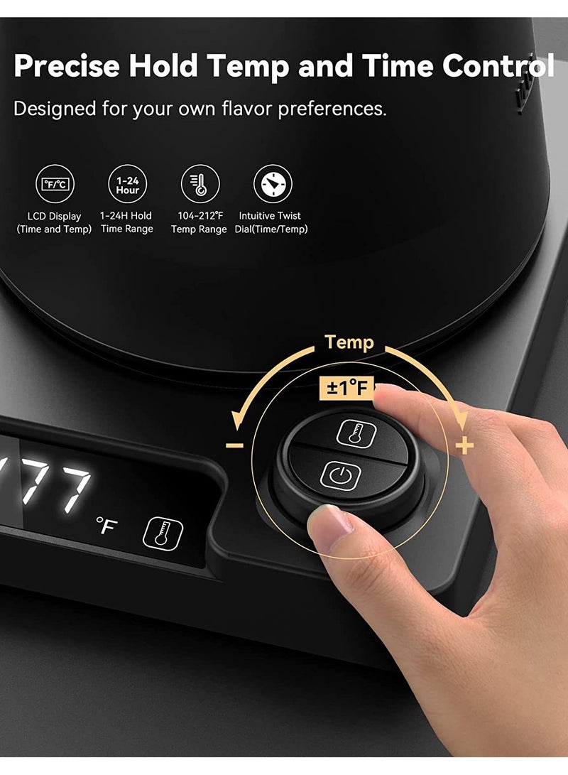 TDAO 1000ML 1200W Electric Gooseneck Kettle, V60 Coffee Kettle, Tea Kettle, Power Knob Temperature Adjustment with Digital Display Temperature, Automatic Insulation, Stainless Steel Material Suitable for Home and Office Black - Image 4