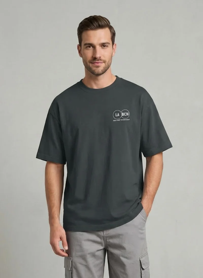 NOBERO Men Oversized Graphic Printed T-shirt