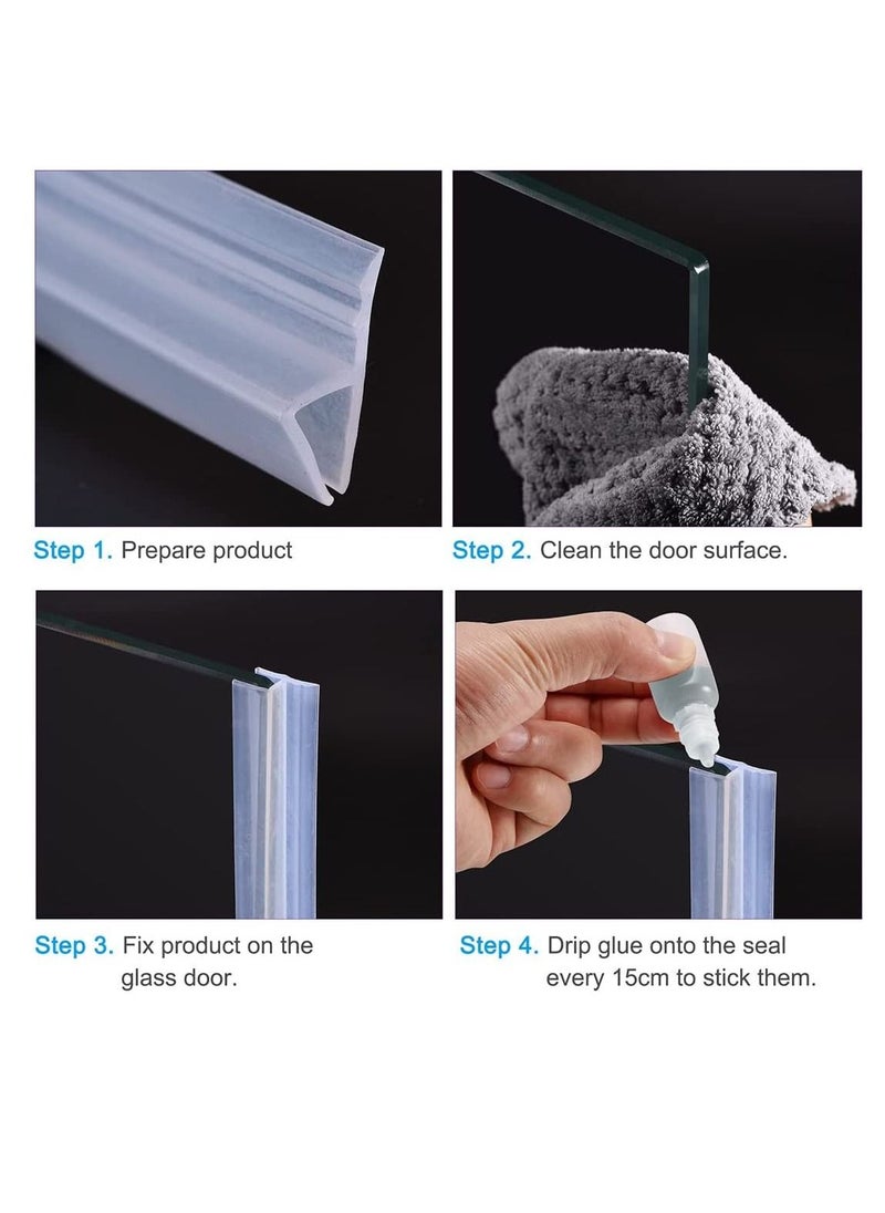 SYOSI - Shower Screen Seal Rubber, Frameless Shower Door Seal Strip, Weather Stripping Seal Sweep for 6 mm Glass Bathroom Waterproof Silicone Strip Shower Room Balcony Windshield Strip (5m) - Image 1