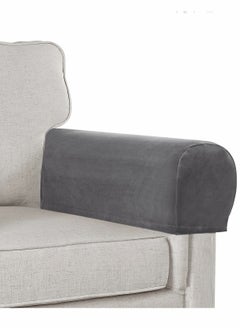 SYOSI Sofa Armrest Covers, Stretch Silver Fox Velvet-Plush Arm Covers, for Chairs and Sofas Anti-Slip Couch Armrest Covers with Sticker Furniture Armrest Protector, Set of 2, Grey