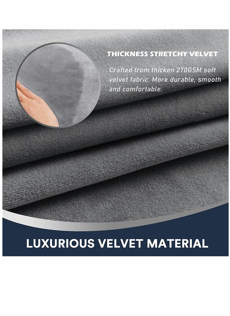 SYOSI - SYOSI Sofa Armrest Covers, Stretch Silver Fox Velvet-Plush Arm Covers, for Chairs and Sofas Anti-Slip Couch Armrest Covers with Sticker Furniture Armrest Protector, Set of 2, Grey - Image 1