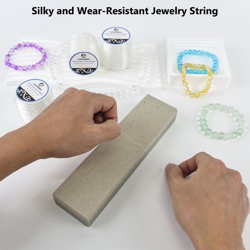 LUSTEMBER 0.8 mm Stretchy Bracelet String, 3 Rolls Durable Elastic String, Clear Bead Cord for Bracelets, Necklaces, Beading, and Jewelry Making (300 m) - Image 5
