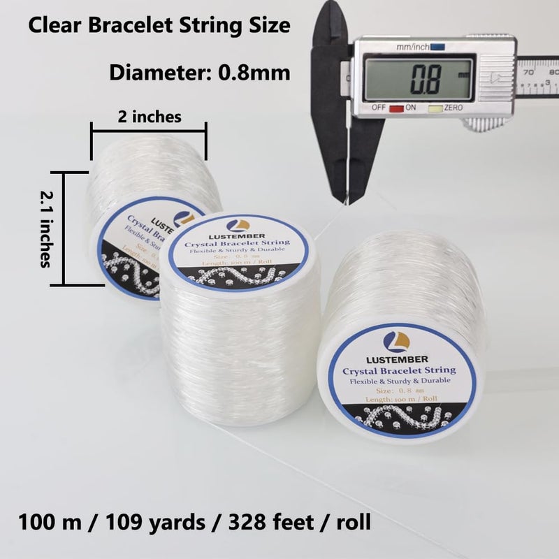 LUSTEMBER 0.8 mm Stretchy Bracelet String, 3 Rolls Durable Elastic String, Clear Bead Cord for Bracelets, Necklaces, Beading, and Jewelry Making (300 m) - Image 2