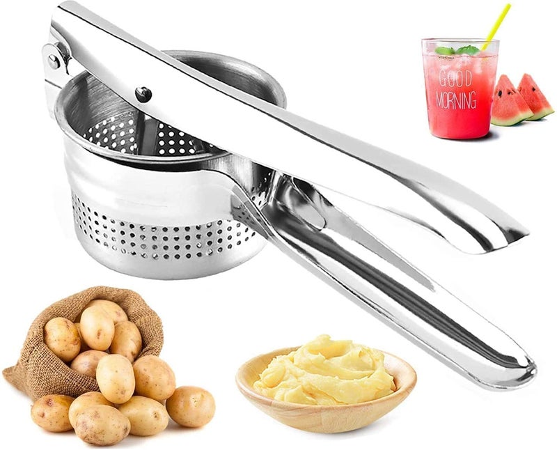 Trade Fashion INTELLIE Trade Ventures Stainless Steel Fruit Vegetable Food Masher and Juicer Best for Orange Apple Watermelon Pomegranate Juice Squeezer Potato Rice Mashing  - Image 4
