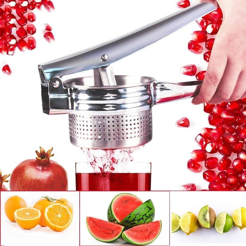 Trade Fashion INTELLIE Trade Ventures Stainless Steel Fruit Vegetable Food Masher and Juicer Best for Orange Apple Watermelon Pomegranate Juice Squeezer Potato Rice Mashing  - Image 3