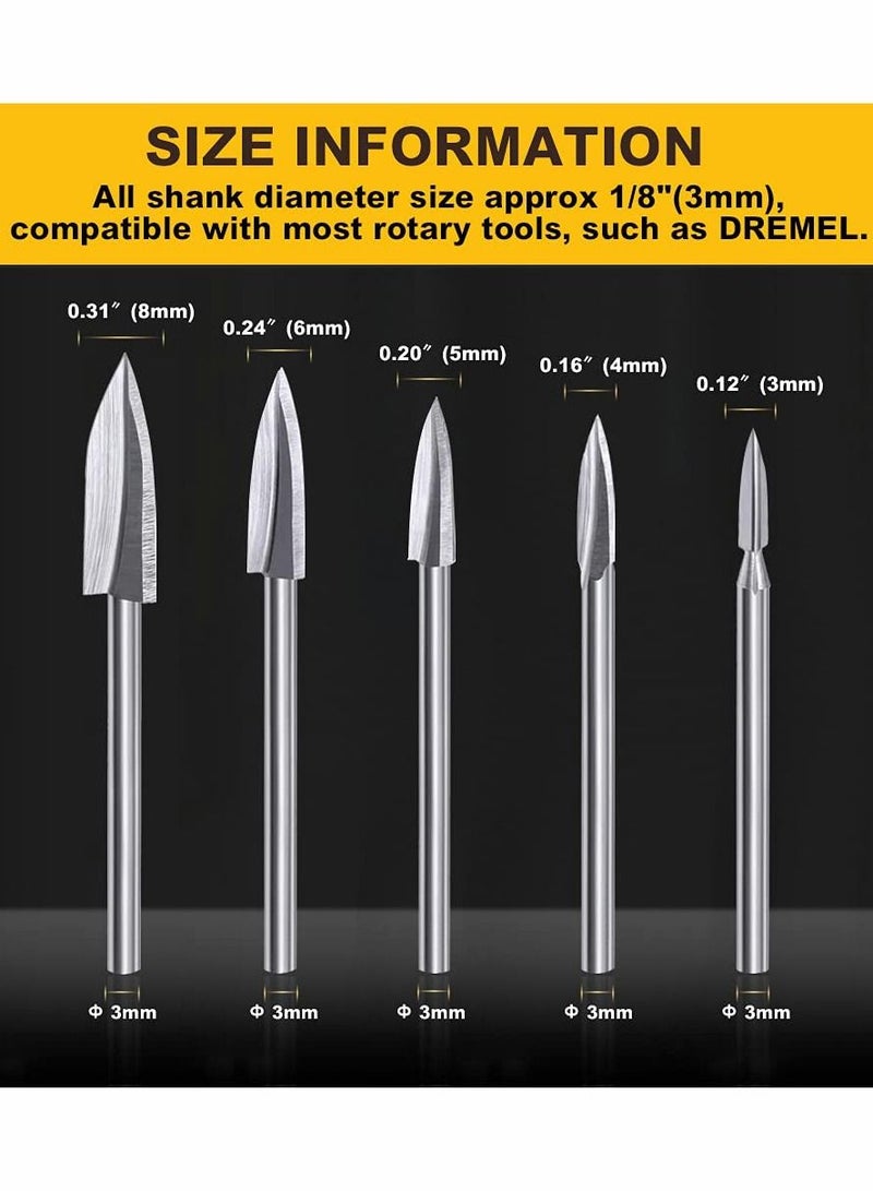 سيوسي مثقاب وأدوات نحت الخشب ملحقات عالمية ، أداة طحن دوارة لقمة فولاذية بيضاء للحرف اليدوية ، DIY ، نحت ، حفر (5 قطع) - Image 5