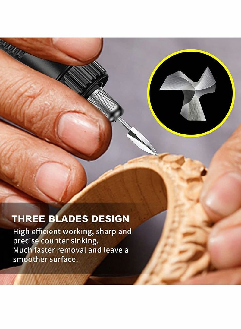 سيوسي مثقاب وأدوات نحت الخشب ملحقات عالمية ، أداة طحن دوارة لقمة فولاذية بيضاء للحرف اليدوية ، DIY ، نحت ، حفر (5 قطع) - Image 3