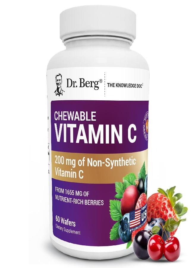 Dr. Berg Nutritionals Dr. Berg Chewable Vitamin C Complex - Made with Organic, Non-GMO Berries - 60 Delicious Wafers - Image 1