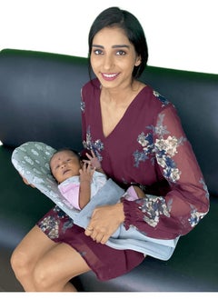 HOOPA Cotton 2-In-1 Feeding Pillow Grey | Feeding Pad | Infant Carrier | Newborn Carrier | Nursing Pad | Reclined Carrier (Grey)  - Image 5