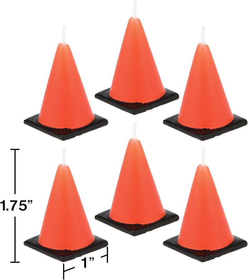 Creative Converting 6-Count Molded Cone-Shaped Candles for Construction Theme Parties - Image 2