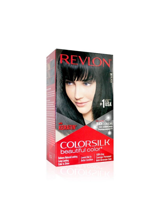 Revlon Color Silk 3D Color Gel Technology Hair Color With Keratin, 300G (Black 1N) - Image 1