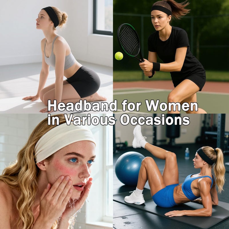 XTREND 6 Pcs Women's Headbands Twisted Cross Elastic Head Band Yoga Workout Head Non-Slip Sweat Soft Headbands Solid Color Simple Versatile Hair Accessory Hairbands - Image 5