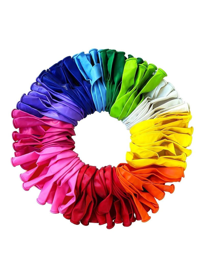 AMM Multicolor Latex Balloons - Pack of 100, 12 Inch Size I Rainbow Theme Decorations I Baby Shower, Engagement, Weddings, Proms | Birthday Rainbow Decorations Supplies - Image 1